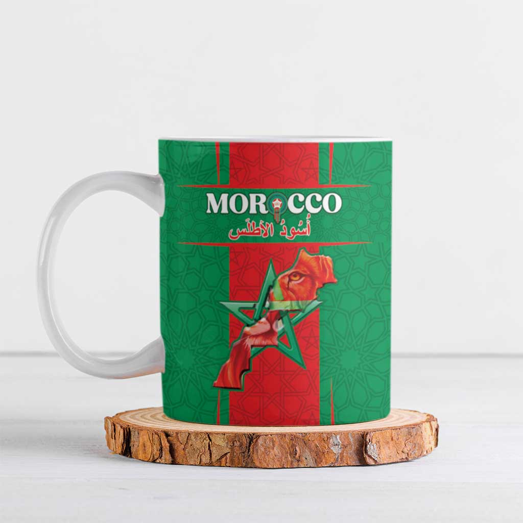 Custom Morocco Football Ceramic Mug Go Champions Atlas Lions - Red