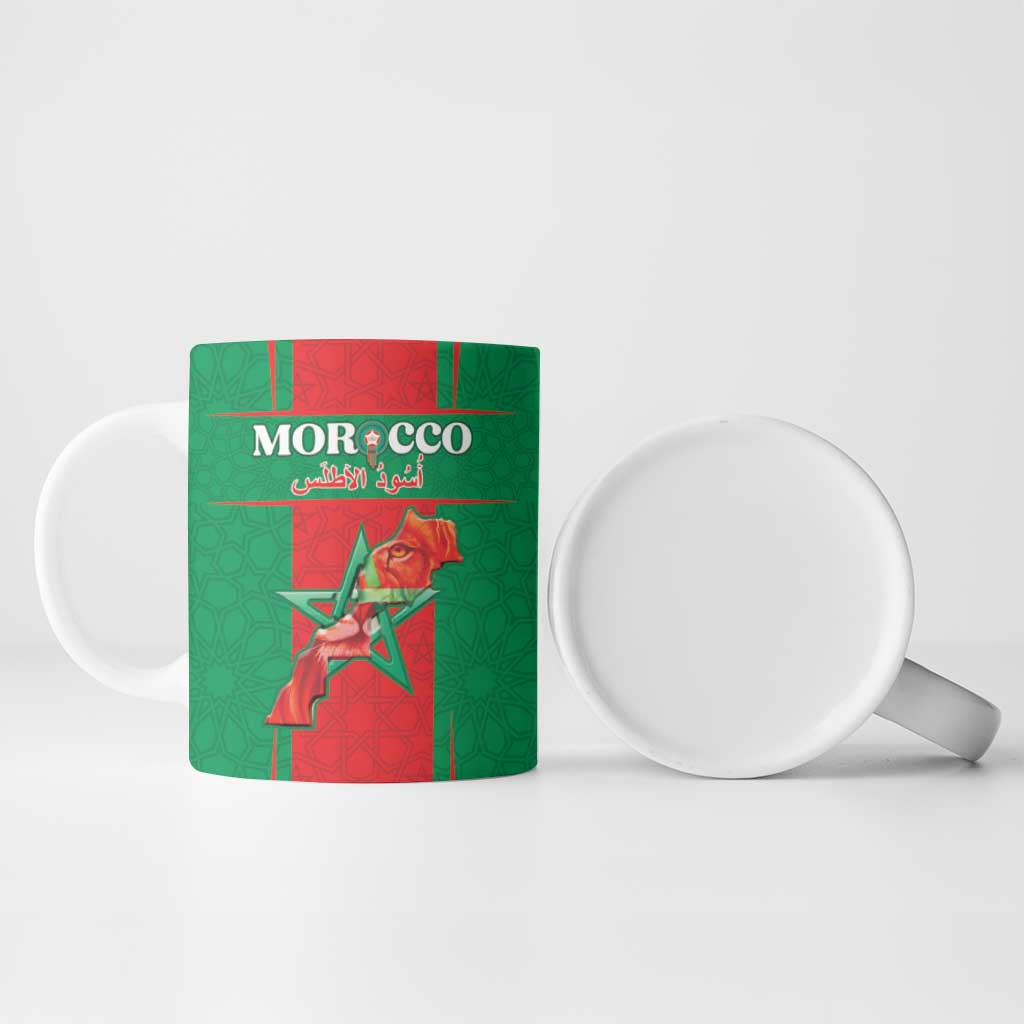 Custom Morocco Football Ceramic Mug Go Champions Atlas Lions - Red