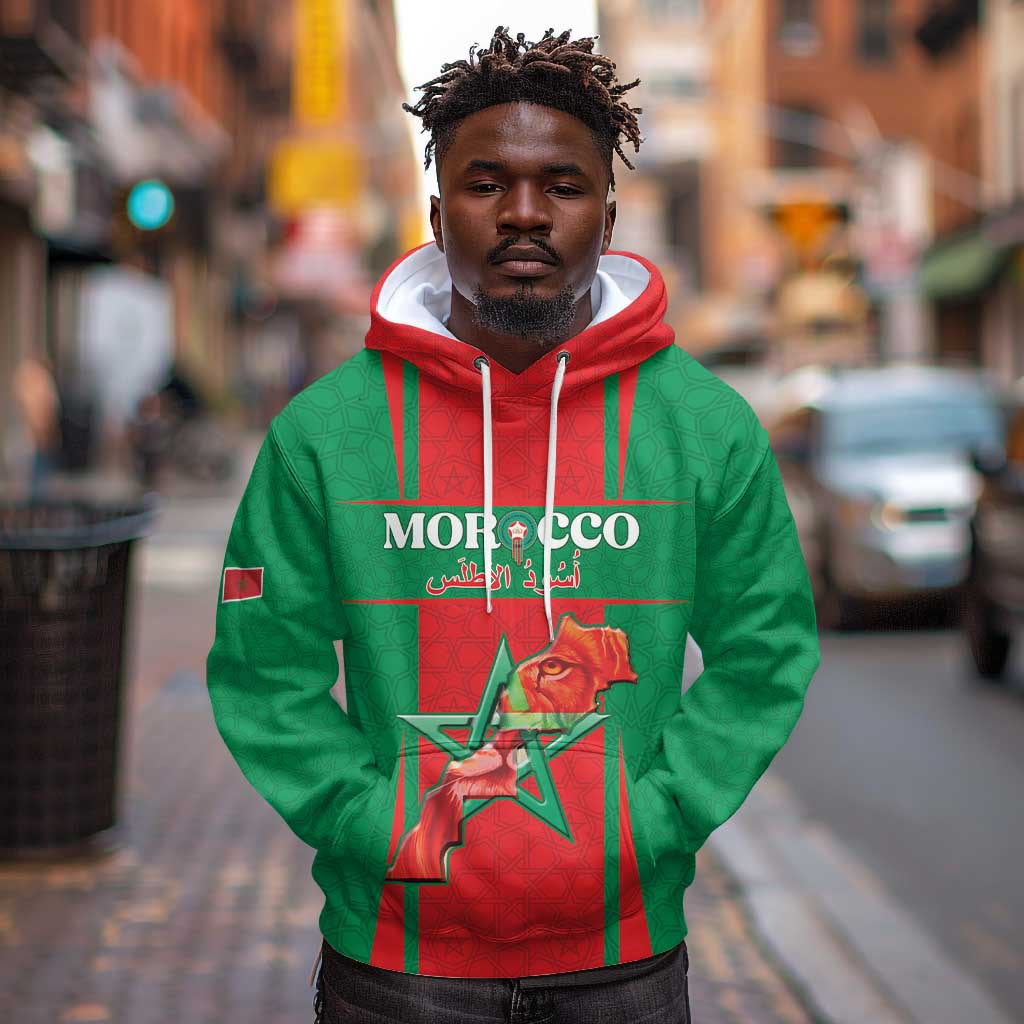 Morocco Football Custom Hoodie Atlas Lions Champions 2025 - Red - African Pride
