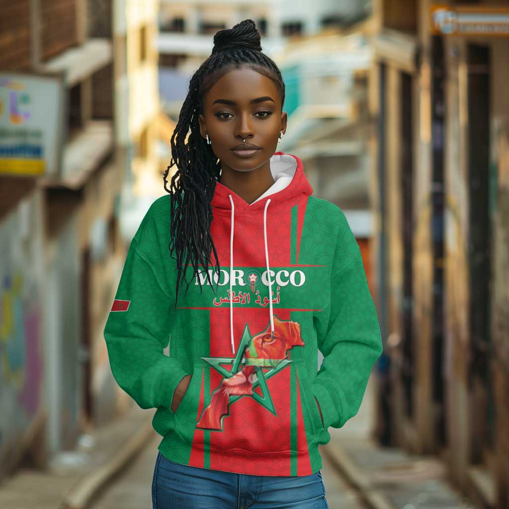 Morocco Football Custom Hoodie Atlas Lions Champions 2025 - Red - African Pride