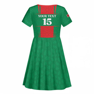 Morocco Football Custom Kid Short Sleeve Dress Atlas Lions Champions 2025 - Red LT15
