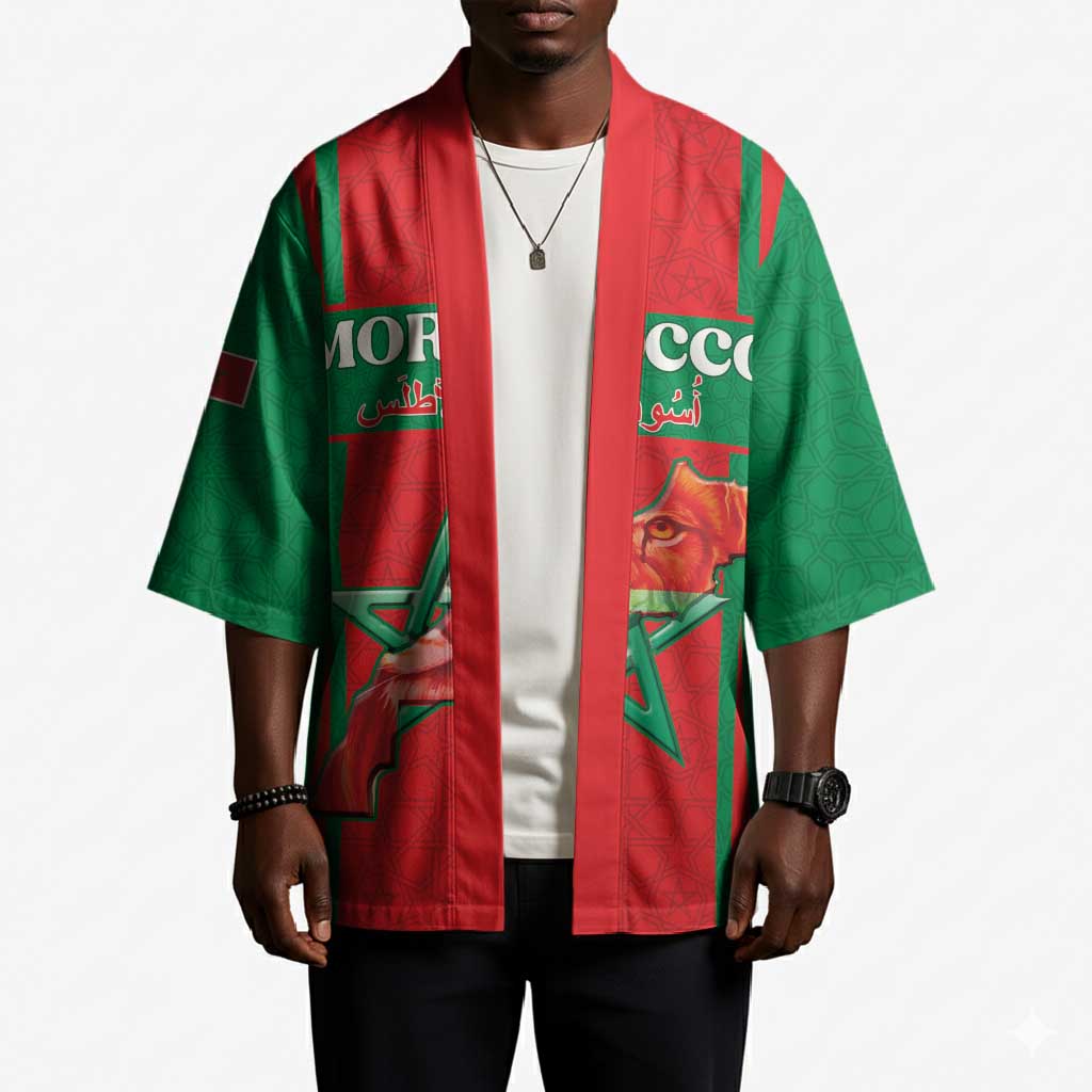 Custom Morocco Football Kimono Go Champions Atlas Lions - Red