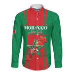 Morocco Football Custom Long Sleeve Button Shirt Atlas Lions Champions 2025 - Red - African Pride