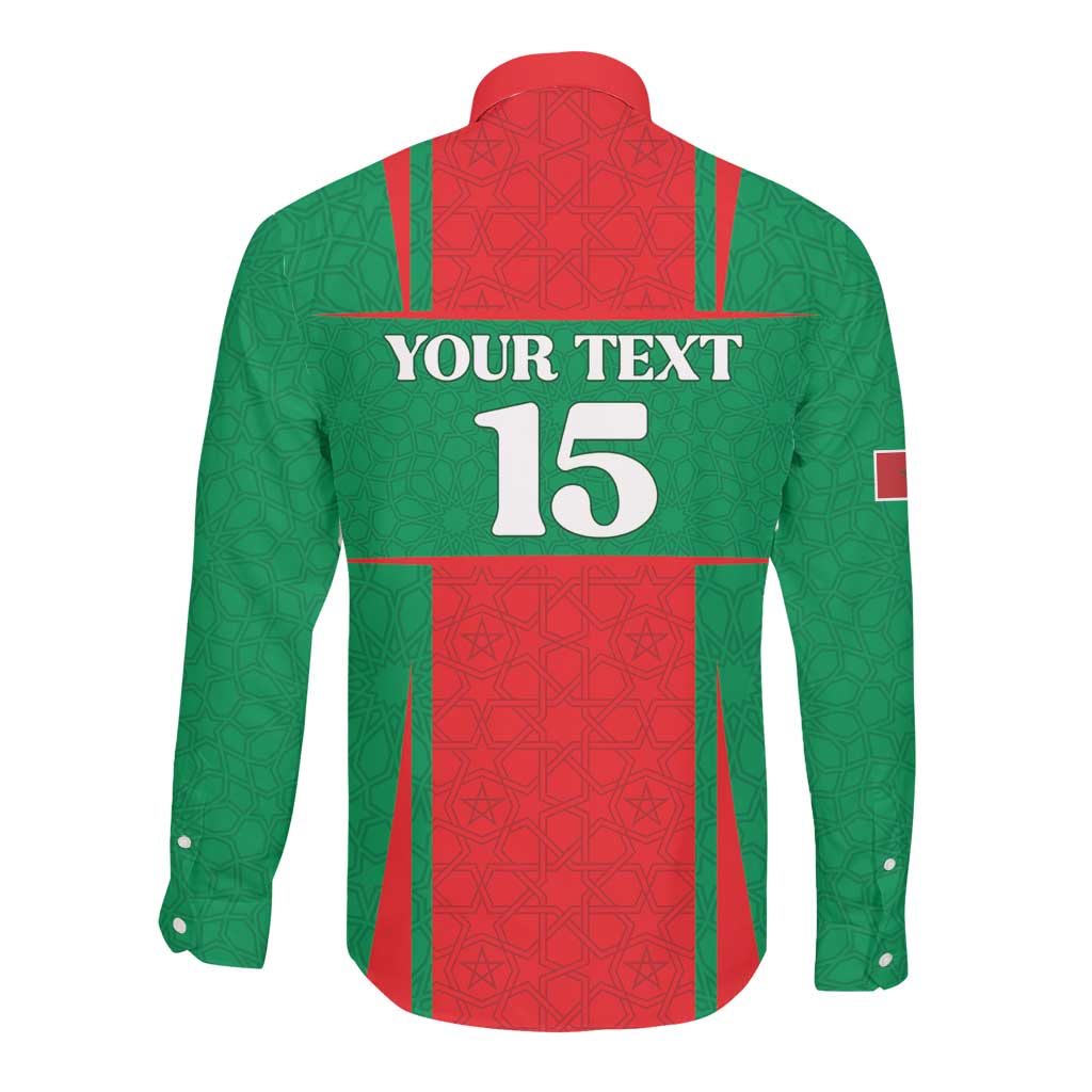 Morocco Football Custom Long Sleeve Button Shirt Atlas Lions Champions 2025 - Red - African Pride