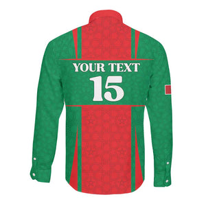 Morocco Football Custom Long Sleeve Button Shirt Atlas Lions Champions 2025 - Red - African Pride