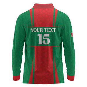 Morocco Football Custom Long Sleeve Polo Shirt Atlas Lions Champions 2025 - Red - African Pride