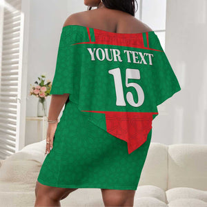 Morocco Football Custom Off Shoulder Short Dress Atlas Lions Champions 2025 - Red - African Pride