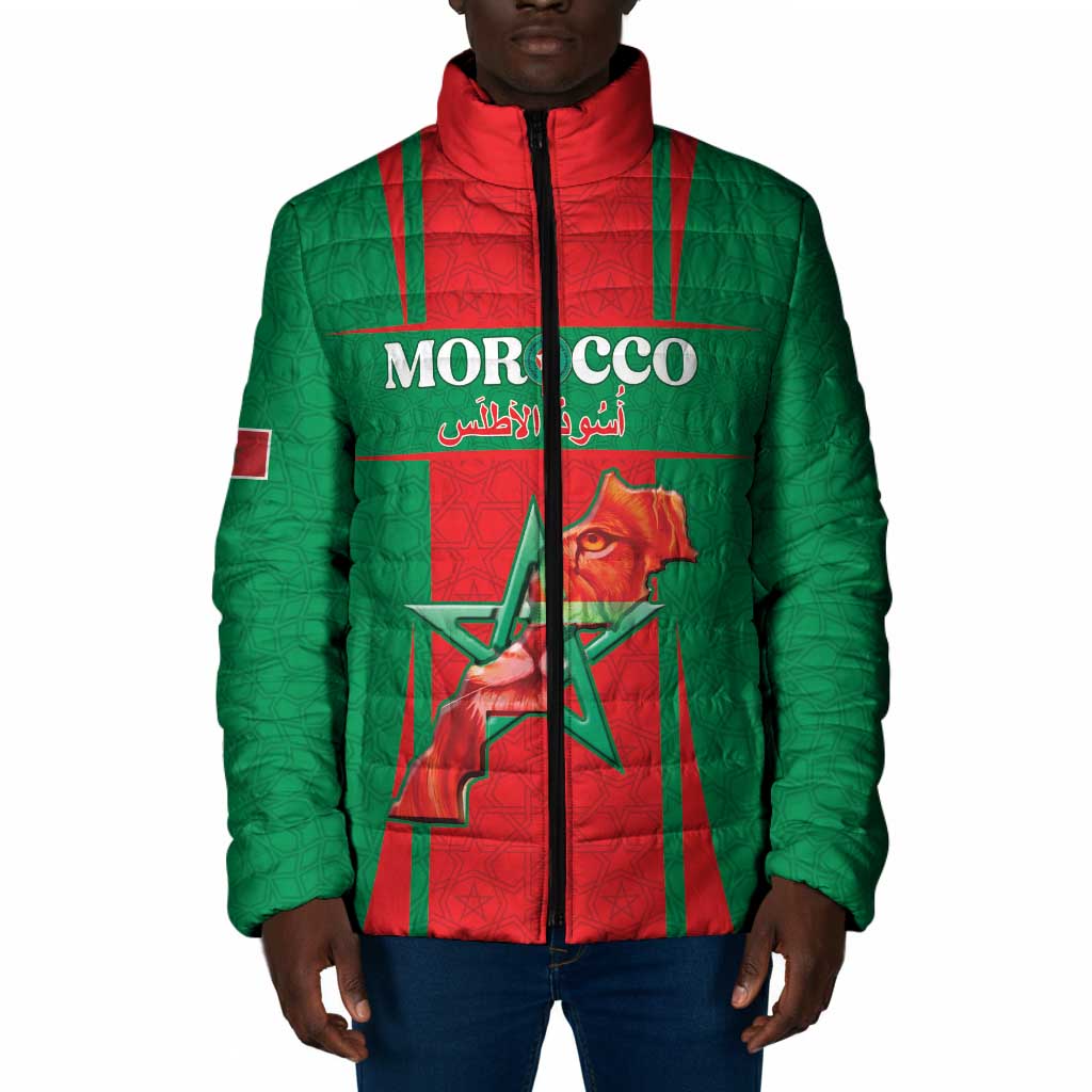 Custom Morocco Football Padded Jacket Go Champions Atlas Lions - Red