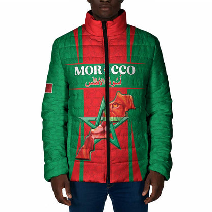 Custom Morocco Football Padded Jacket Go Champions Atlas Lions - Red