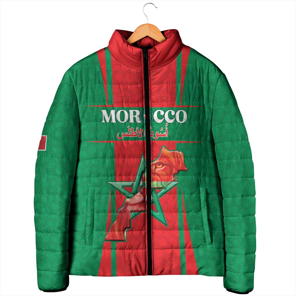 Custom Morocco Football Padded Jacket Go Champions Atlas Lions - Red