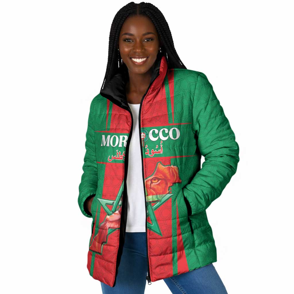 Custom Morocco Football Padded Jacket Go Champions Atlas Lions - Red