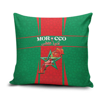 Morocco Football Pillow Cover Go Champions Atlas Lions - Red