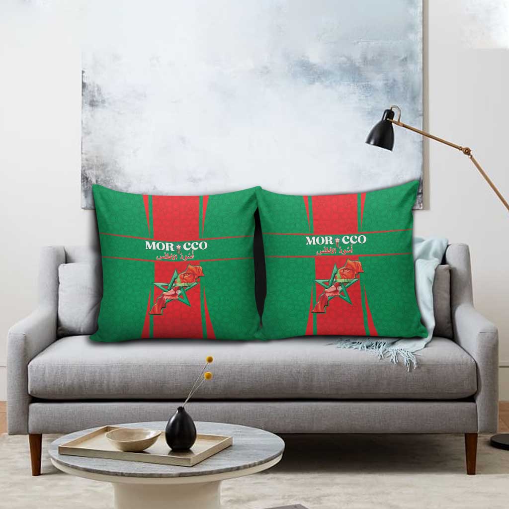 Morocco Football Pillow Cover Go Champions Atlas Lions - Red