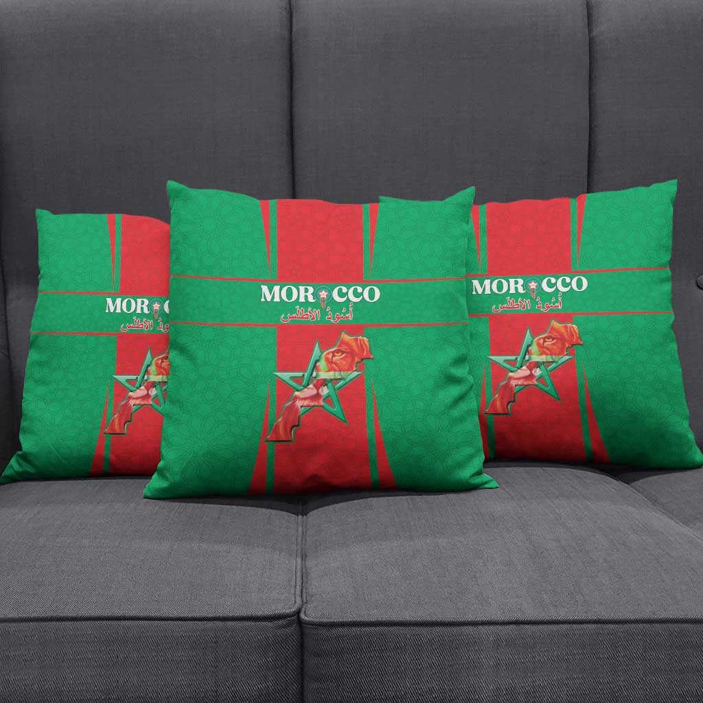 Morocco Football Pillow Cover Go Champions Atlas Lions - Red