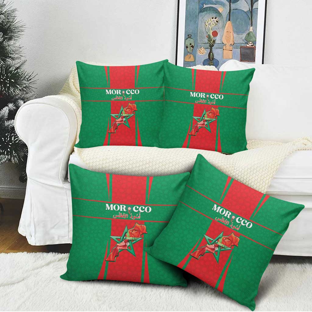 Morocco Football Pillow Cover Go Champions Atlas Lions - Red