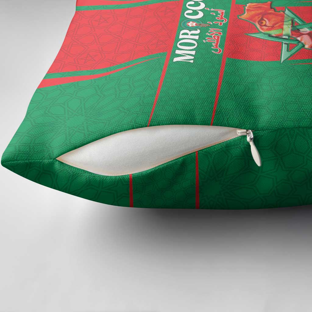 Morocco Football Pillow Cover Go Champions Atlas Lions - Red
