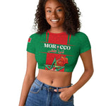 Morocco Football Custom Raglan Cropped T shirt Atlas Lions Champions 2025 - Red LT15