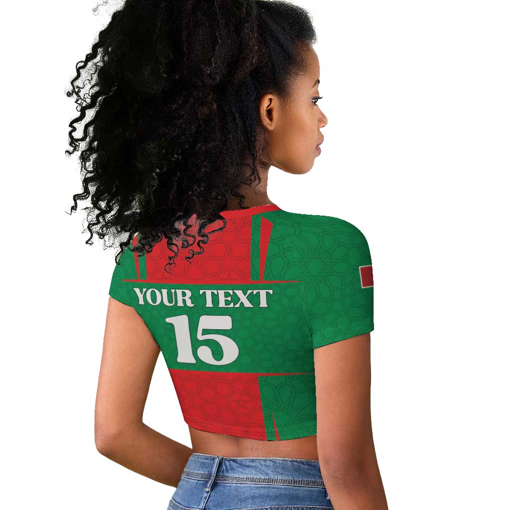 Morocco Football Custom Raglan Cropped T shirt Atlas Lions Champions 2025 - Red LT15