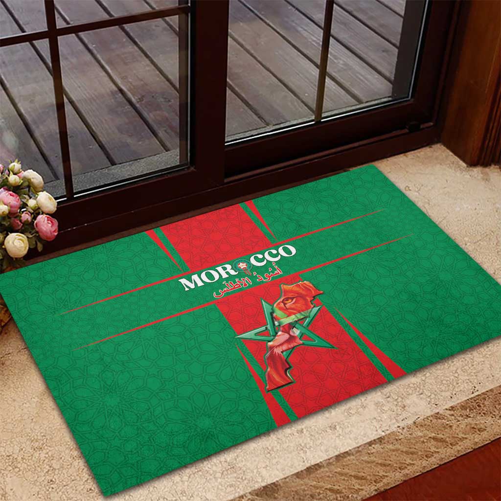Morocco Football Rubber Doormat Atlas Lions Champions 2025 - Red - African Pride