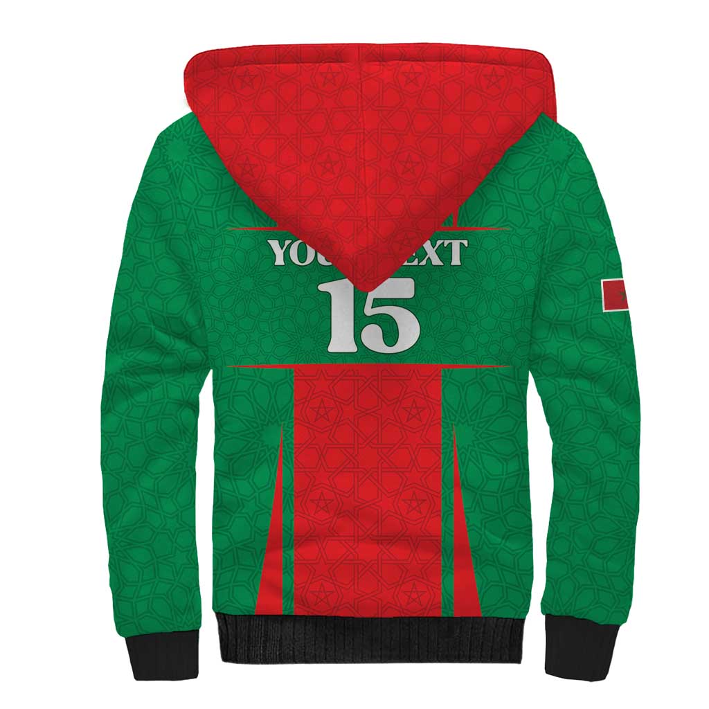 Morocco Football Custom Sherpa Hoodie Atlas Lions Champions 2025 - Red - African Pride