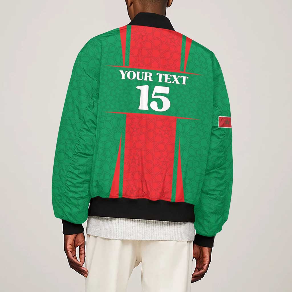 Morocco Football Custom Sleeve Zip Bomber Jacket Atlas Lions Champions 2025 - Red - African Pride