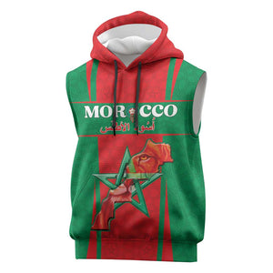 Morocco Football Custom Sleeveless Hoodie Atlas Lions Champions 2025 - Red - African Pride