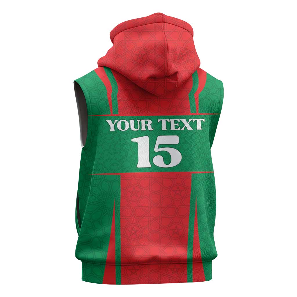 Morocco Football Custom Sleeveless Hoodie Atlas Lions Champions 2025 - Red - African Pride
