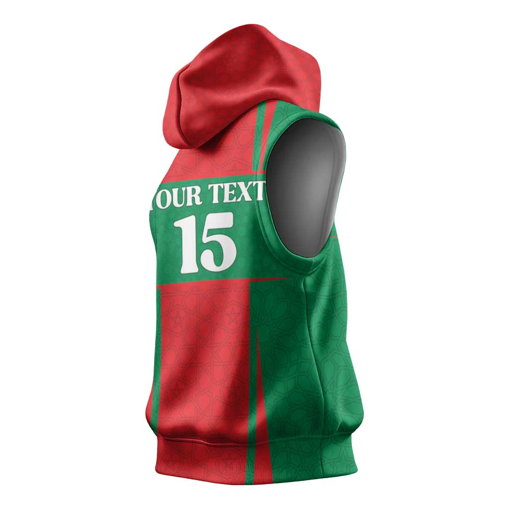 Morocco Football Custom Sleeveless Hoodie Atlas Lions Champions 2025 - Red - African Pride