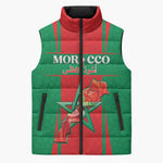 Custom Morocco Football Sleeveless Puffer Jacket Go Champions Atlas Lions - Red