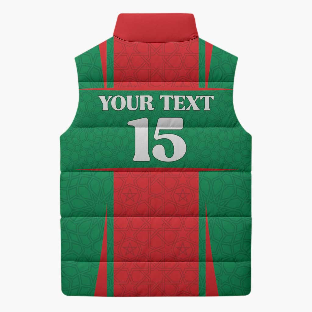 Custom Morocco Football Sleeveless Puffer Jacket Go Champions Atlas Lions - Red