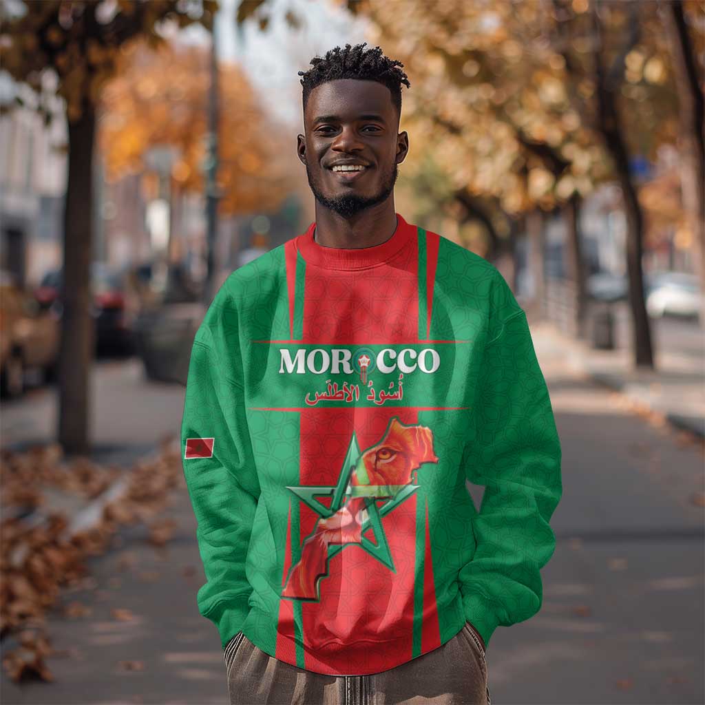 Morocco Football Custom Sweatshirt Atlas Lions Champions 2025 - Red - African Pride