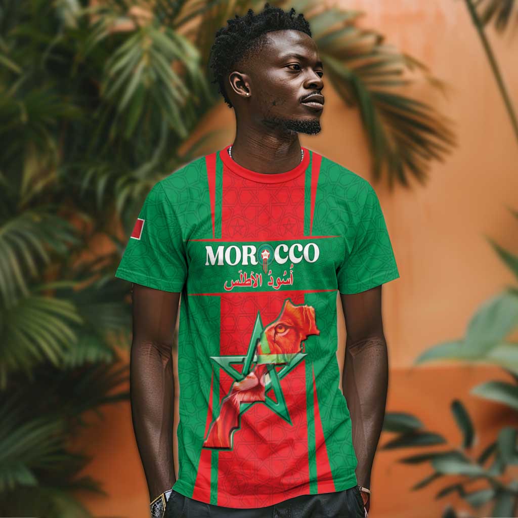 Morocco Football Custom T shirt Atlas Lions Champions 2025 - Red LT15