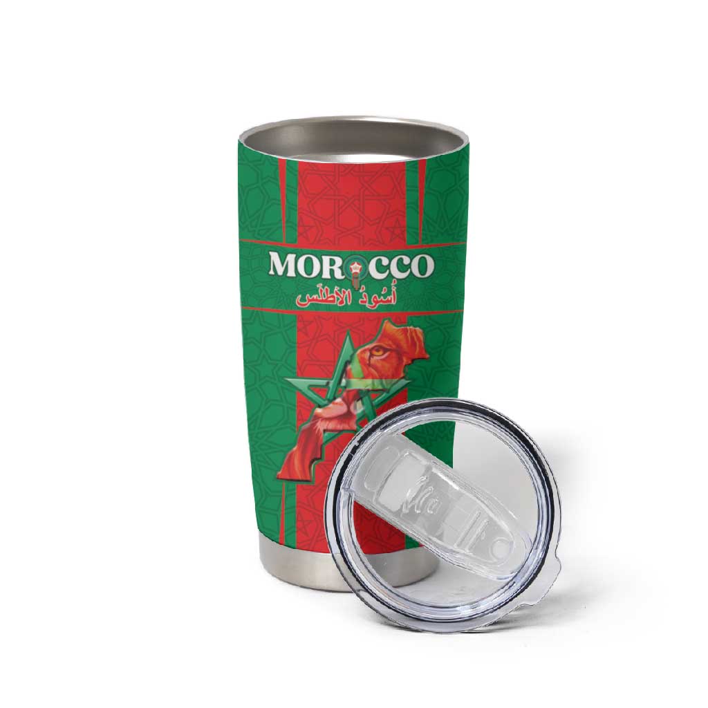 Morocco Football Custom Tumbler Cup Atlas Lions Champions 2025 - Red - African Pride