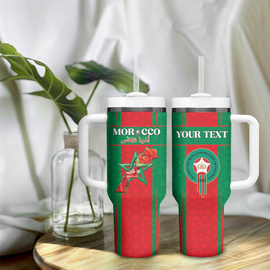 Morocco Football Custom Tumbler With Handle Atlas Lions Champions 2025 - Red - African Pride
