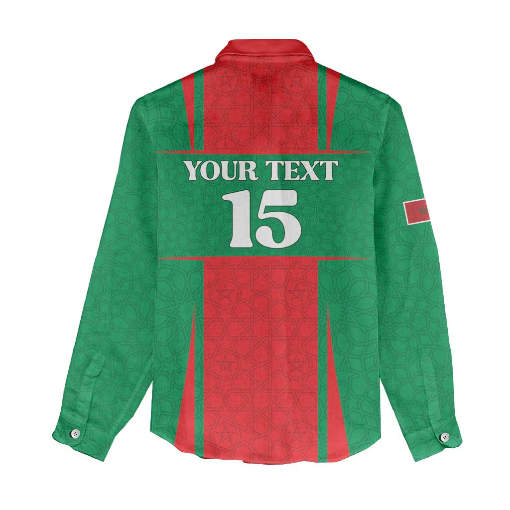 Morocco Football Custom Women Casual Shirt Atlas Lions Champions 2025 - Red - African Pride