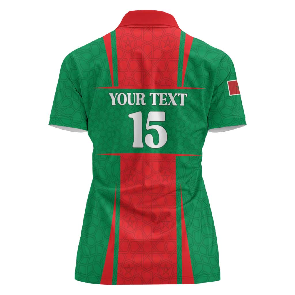 Morocco Football Custom Women Polo Shirt Atlas Lions Champions 2025 - Red LT15