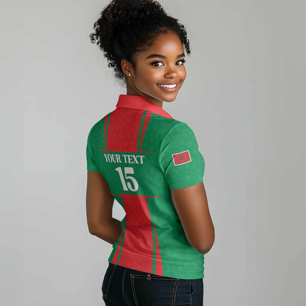 Morocco Football Custom Women Polo Shirt Atlas Lions Champions 2025 - Red LT15