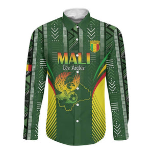 Mali Football Custom Long Sleeve Button Shirt Eagles Of Mali Rising - African Pride