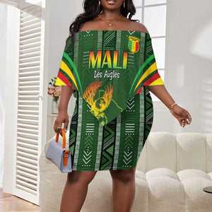 Mali Football Custom Off Shoulder Short Dress Eagles Of Mali Rising - African Pride