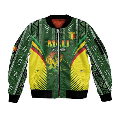 Mali Football Custom Sleeve Zip Bomber Jacket Eagles Of Mali Rising - African Pride