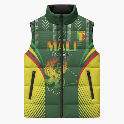 Custom Mali Football Sleeveless Puffer Jacket Go Champions Les Aigles