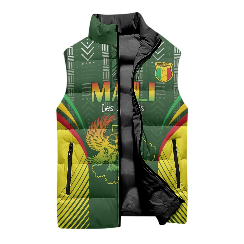 Custom Mali Football Sleeveless Puffer Jacket Go Champions Les Aigles