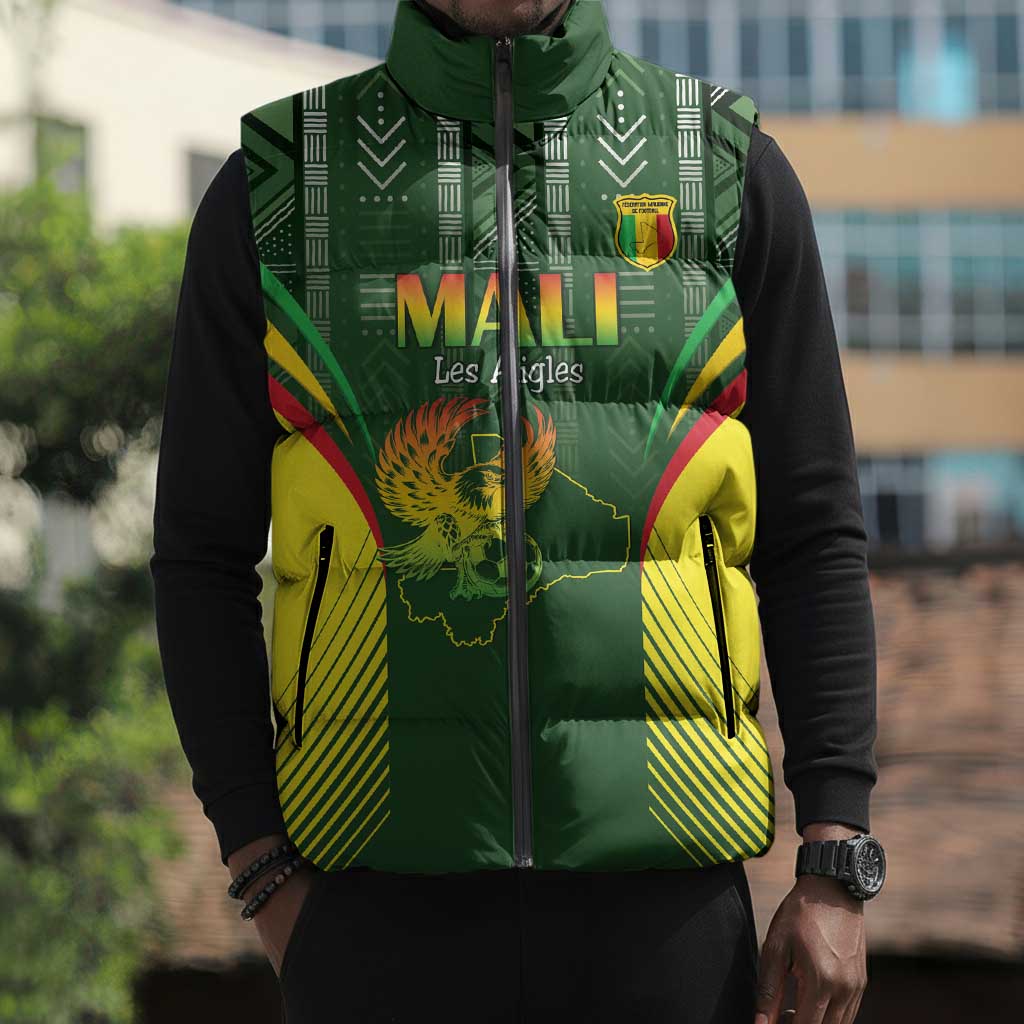 Custom Mali Football Sleeveless Puffer Jacket Go Champions Les Aigles