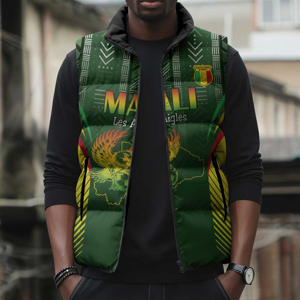 Custom Mali Football Sleeveless Puffer Jacket Go Champions Les Aigles