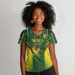 Mali Football Custom Women V-Neck T-Shirt Eagles Of Mali Rising LT15