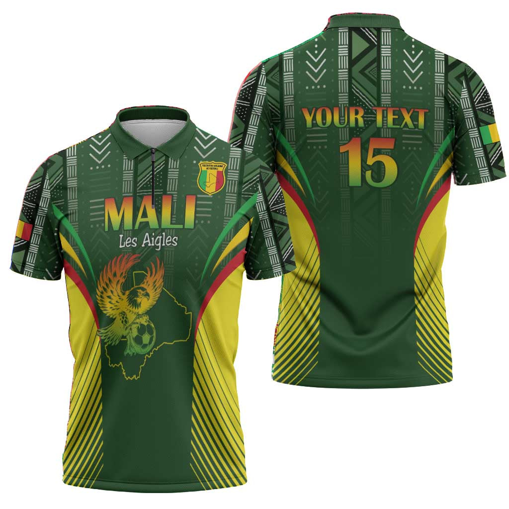 Custom Mali Football Zipper Polo Shirt Go Champions Les Aigles
