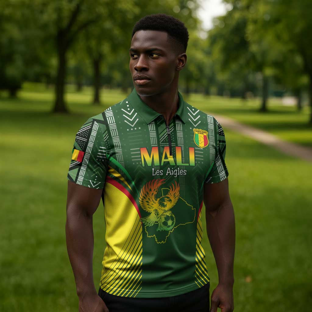 Custom Mali Football Zipper Polo Shirt Go Champions Les Aigles