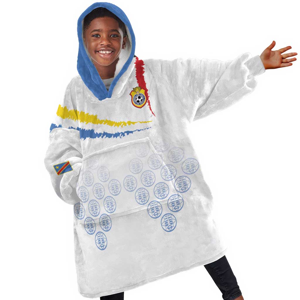 DR Congo Football Custom Kid Wearable Blanket Hoodie Leopards To The Top - African Pride