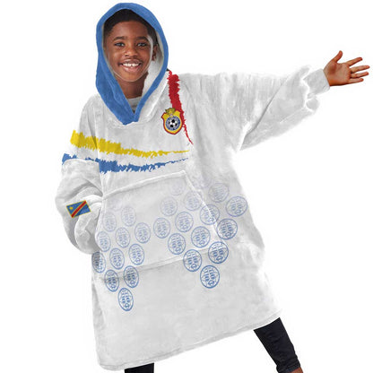 DR Congo Football Custom Kid Wearable Blanket Hoodie Leopards To The Top - African Pride