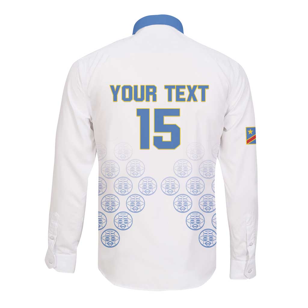 DR Congo Football Custom Long Sleeve Button Shirt Leopards To The Top - African Pride